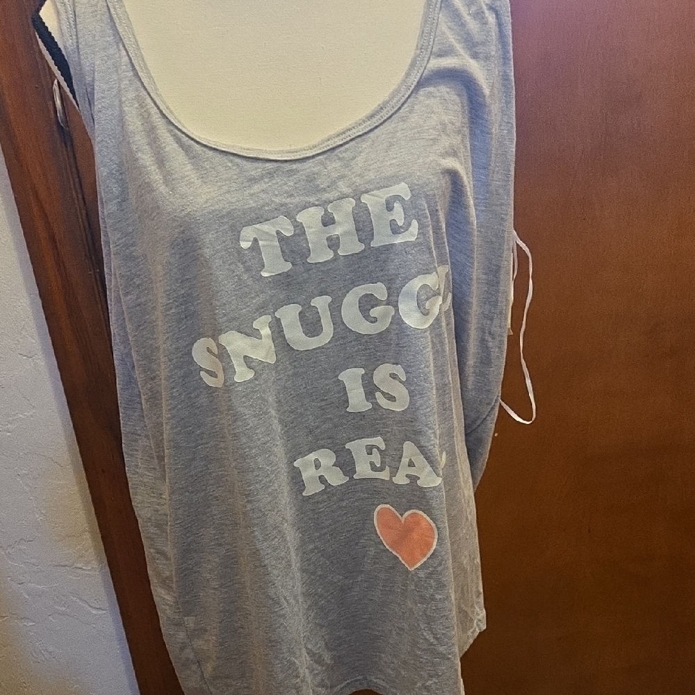 Bobbie Brooks Gray Sleep Tank with Heart Detail